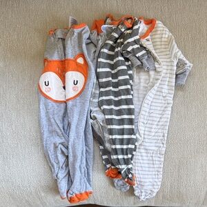 Gerber Gray and Orange Fox One Piece Footie